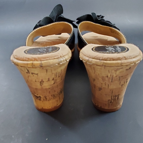 BOC Born Black Leather Flower Heel Mule Cork - Picture 9 of 11